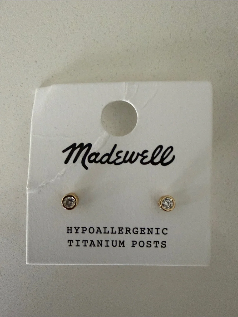 Madewell Gold Crystal Bezel Stud Earrings